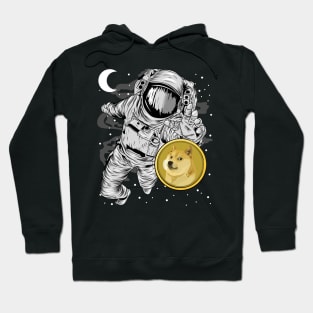 Astronaut Reaching Dogecoin DOGE Coin To The Moon Crypto Token Cryptocurrency Wallet Birthday Gift For Men Women Kids Hoodie